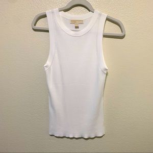 Michael Kors White Ribbed Tank No Flaws